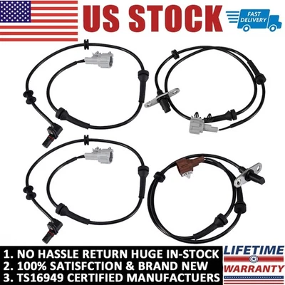 4 件 ABS 车轮速度传感器右左适用于日产探路者 Frontier 2.4L 2.5L 4L — 第 1/4 张图片