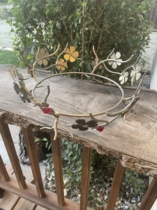Round metal centerpiece floral 9.5”D For Bowl Basket Flowers Deserts Table Decor - Picture 1 of 13