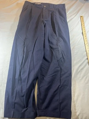 Pantalones Claiborne Hombres Plisados Puños Vestido Pantalones Negocios Azul Marino Profundo 34 x 29 Foto 1 de 4
