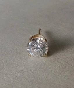 Vntg 1 Single 5mm Cubic Zirconia CZ Stud Earring 14k Basket Setting & Post - Picture 1 of 6
