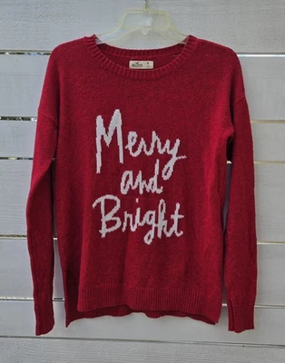 HOLLISTER CALIFORNIA Women's MERRY AND BRIGHT Red Holiday Sweater Sz M Cozy Core - Image 1 of 4
