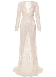 Dress Pregnant Women Lace Maternity Long Gown Photography Props Maxi Deep V Neck - Picture 1 of 19