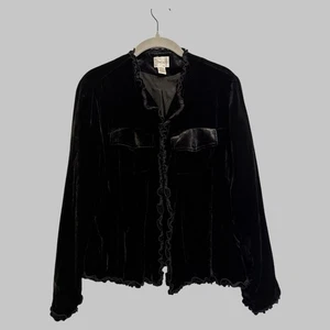 Vintage Chico’s Black Velvet Open Front Blazer Jacket Size M Whimsigoth Fairy   - Picture 1 of 8