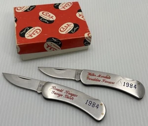 2 CASE XX POCKET KNIVES 1984 ELECTION  RONALD REAGAN WALTER MONDALE Rare - Picture 1 of 10
