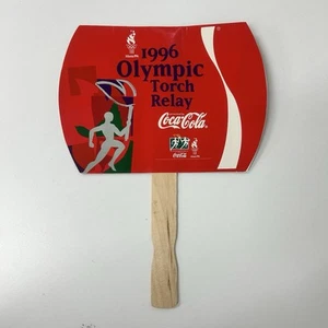 Abanico de mano vintage 1996 relevo antorcha olímpica Atlanta Coca Cola publicidad LEER - Imagen 1 de 13