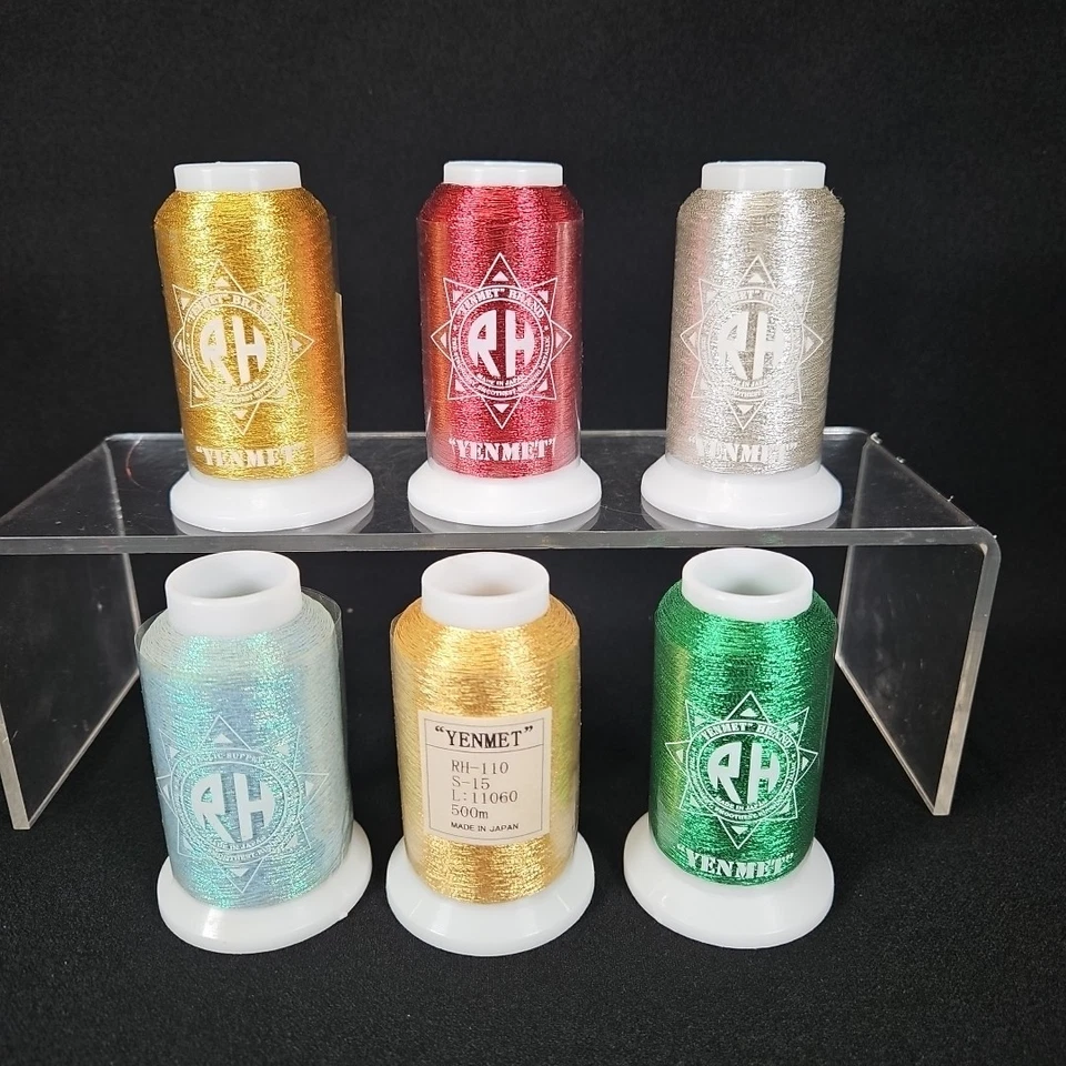 Yenmet Machine Embroidery Metallic Thread 500M ARH-110 Lot of 6 Assorted Japan - Image 1 of 4