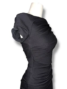 Escada Bandage Bodycon Mini Dress Off Shoulder* Cap Slv LBD Black sz EU 32 US 2 - Picture 1 of 15
