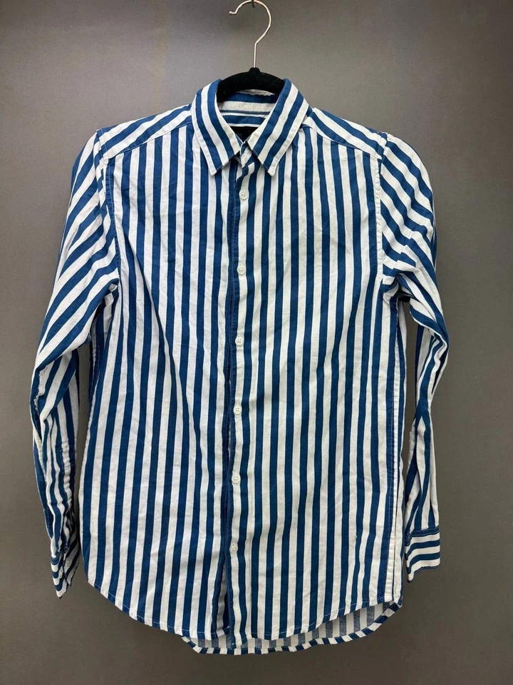 H&M Mens Blue/White Pinstripe Button-Up Long Sleeve Regular Fit Shirt Size XS - Image 1 of 4