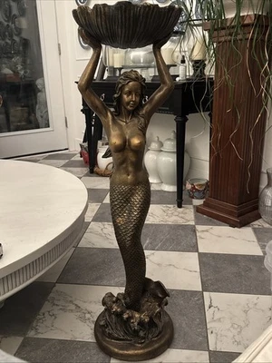 Estátua escultura feminina nua sereia resina/bronze figura - 12 lb - 39 pol. de altura - Imagem 1 de 4