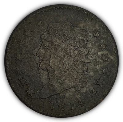 1814 Classic Head Large Cent Almost Uncirculated AU Coin, Heavy Corrosion #27626 - Image 1 of 4