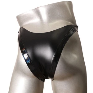 Men Faux Leather Underwears Briefs Hollow Out Sexy Panty Clubwear Party Fashion - Picture 1 of 9
