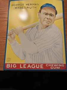 BABE RUTH "BIG LEAGUE CHEWING GUM" METALL BLECHSCHILD / AAA SIGN CO. COITSVILLE, OHIO - Bild 1 von 4
