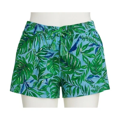 J.Jill Womens Medium Petite MP Tropical Leaf Print Rayon Drawstring Shorts - Image 1 of 4