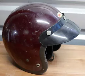 Vintage Bell RT R-T Maroon Burgundy Motorcycle Helmet USA 7 & 1/8 57 CM Toptex - Picture 1 of 12