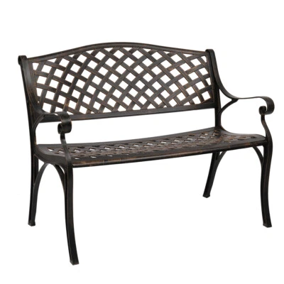 40" Retro Style Aluminum  2 Seater Bench Outdoor Garden Park Porch Patio Chair - Image 1 of 4