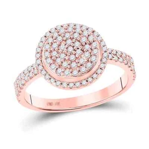 0.50 Cttw Diamond Round Cluster Engagement Promise Ring  10k Rose Gold - Picture 1 of 4