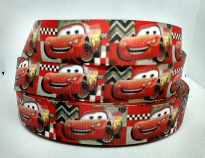 Lightning McQueen 1" Grosgrain Ribbon~ YOUR CHOICE 5 or 10 Yards (Cars Cartoon) - Image 1 of 3