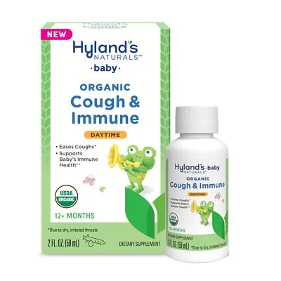 Jarabe orgánico para la tos Hyland's Baby y apoyo inmunológico con agave, saúco y Foto 1 de 4