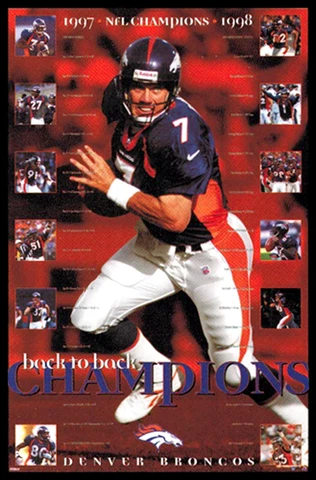 John Elway DENVER BRONCOS SUPER BOWL CHAMPS 1998-1999 Vintage 23x35 Wall POSTER Cover