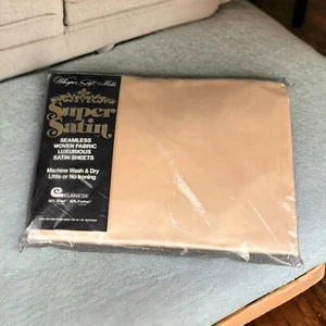 VTG Celanese Whisper Soft Mills Super Satin Fitted Sheet Queen Size Peach Shade - Picture 1 of 8