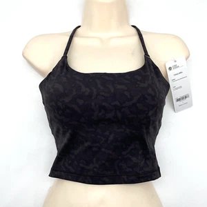 NEW CRZ Yoga Olive Camo Y-Strap Racer Back Longline Padded Crop Sport Bra Tank S - Picture 1 of 10