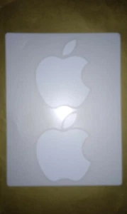One Sheet: Two White Apple Inc. Logo (from Macbook Pro) Stickers - 1 3/4" X 2.0" - Afbeelding 1 van 1