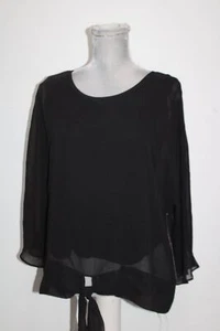 Vince Camuto Womens Sheer Tie-Front Blouse Black Small - Picture 1 of 4
