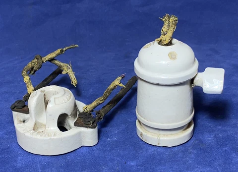 Antique Lighting Porcelain Parts, Socket w/ Paddle, RePuRPosE Artist, Steampunk Cover