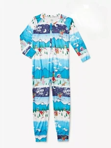 Nwt Justice Grinch Snow Scene Fairisle Snap Front 1 Pc Unisex Pajamas 12/14 - Picture 1 of 7
