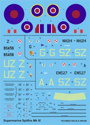 Spitfire Mk.IXc (306 & 316 POLISH SQN RAF 1942-43) #48034 1/48 TECHMOD - Image 1 of 2