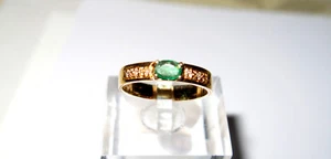 ANELLO SMERALDO CON 7 BRILLANTI in 585/- 14 crt. GG - Foto 1 di 6