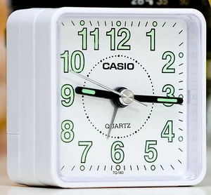 Casio TQ140-7D Travel Clock Quartz Alarm Clock Neobrite White Case w Battery New - Picture 1 of 6