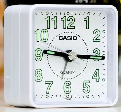 Casio TQ140-7D Travel Clock Quartz Alarm Clock Neobrite White Case w Battery New - Image 1 of 4