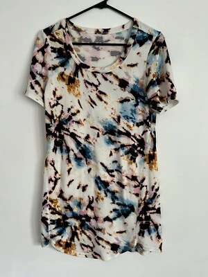 Top túnica pijama Jenni Intimates para mujer blanco multicolor tie-dye talla XS Foto 1 de 4