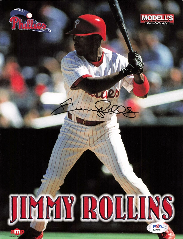 Jimmy Rollins Phillies Signed 8.5x11 Photo Autograph Auto PSA/DNA AJ70631 - Image 1 of 1