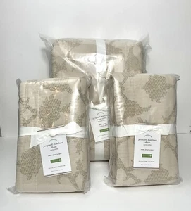 POTTERY BARN Jacquard Matelasse QUEEN Duvet & 2 Euro Shams 3 PCS NEUTRAL - Picture 1 of 13