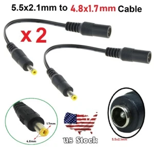 2 Stück 17 cm 4,8 x 1,7 mm Stecker auf 5,5 x 2,1 mm Buchse DC Netzteil Kabel - Bild 1 von 6