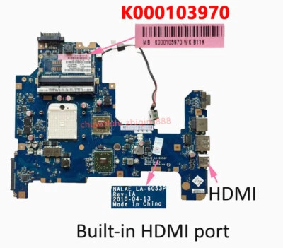For Toshiba L675 L675D Satellite AMD Motherboard K000103970 LA-6053P 100% tested - Image 1 of 4
