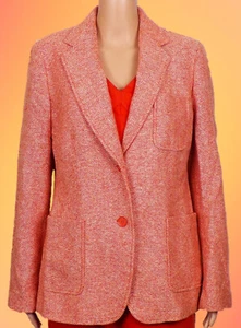 TALBOTS size 12 orange/white tweed blazer wool/polyester/viscose dry clean only - Picture 1 of 14