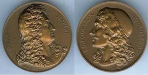 Médaille de table - RACINE & MOLIERE sculpteurs DOMRD & CAUNOIS d=51mm - Picture 1 of 1