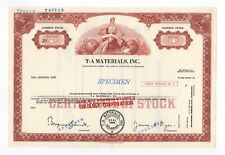 SPECIMEN - T-A Materials, Inc. Stock Certificate