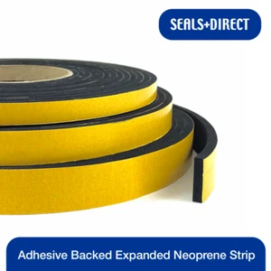 Self Adhesive Backed Expanded Neoprene Strip Sponge Foam Tape 18 Sizes Available - Picture 1 of 1