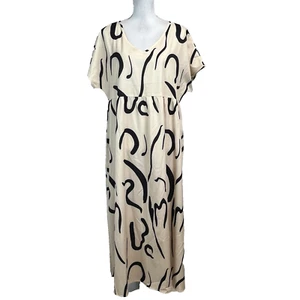 Emery Rose Dress size Extra Large Ivory Black Swirls Long Maxi Wedding Church - Picture 1 of 11