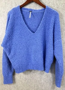 Free People Crystal Periwinkle Blue Finders Keepers VNeck Sweater Size Medium - Picture 1 of 10