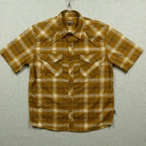 Patagonia Shirt Mens Medium Brown Plaid Organic Hemp Blend Snaps Western Outdoor - Picture 1 of 9