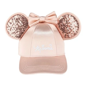 Jerry Leigh Girl's Rose Gold Minnie Mouse Baseball Cap with Bling Ears - Picture 1 of 3