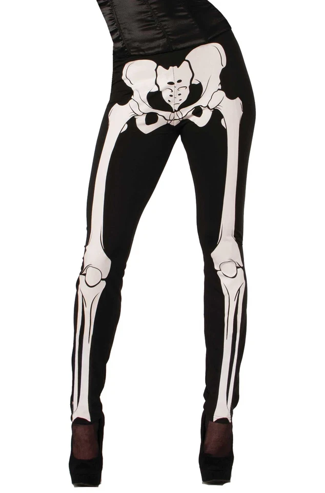 Leggings femininas Skeleton Day of the Dead novas em folha - Imagem 1 de 1