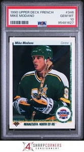 1990 UPPER DECK FRENCH #346 MIKE MODANO RC NORTH STARS HOF PSA 10 - Picture 1 of 3