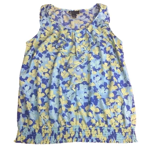 Lane Bryant Tank Top Blouse Floral Womens Flowy Flutter Collar Size 16 - Picture 1 of 6