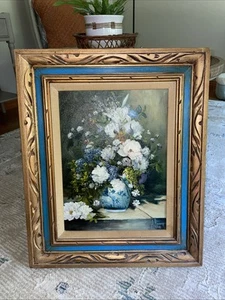 Óleo sobre Lienzo Impresionismo Floral Bodegón Firmado/Enmarcado Pinceladas Pesadas - Imagen 1 de 5